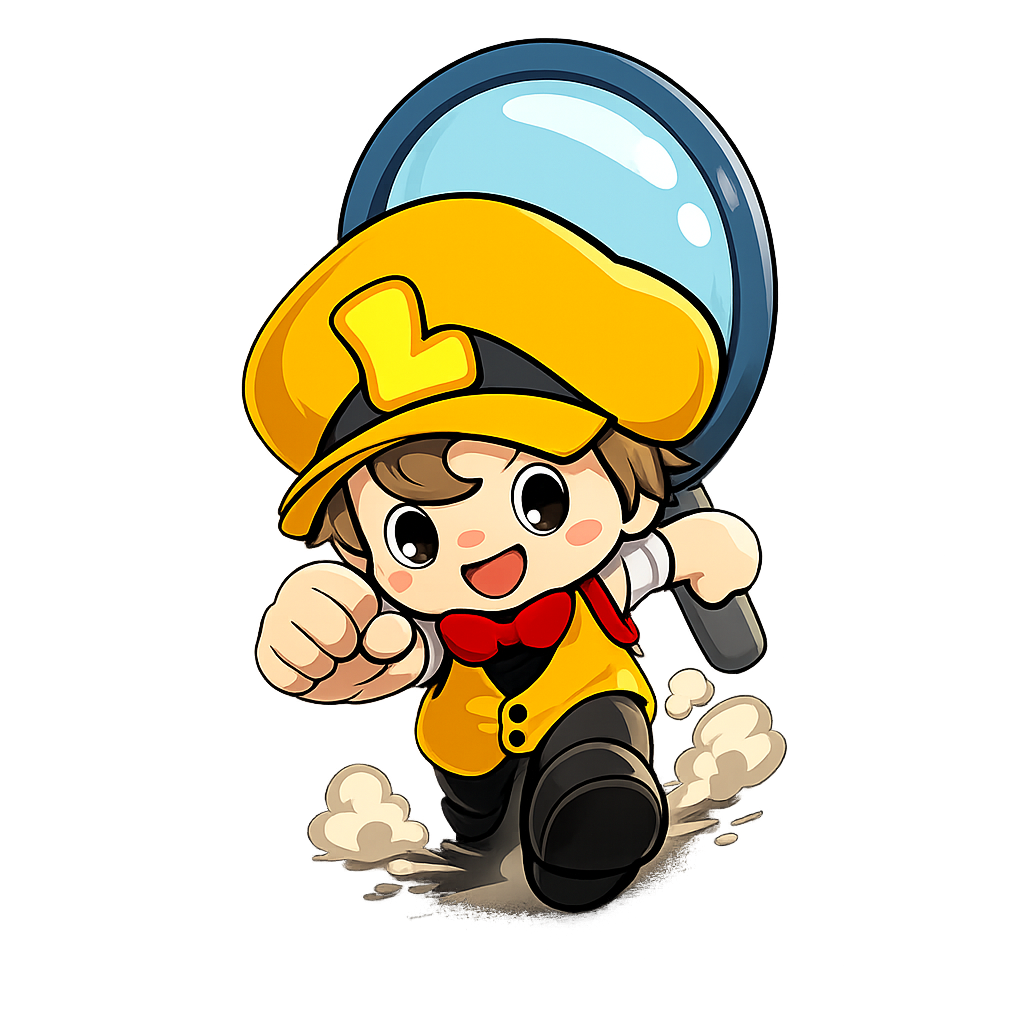 虫眼鏡を背負って走るAI鑑定士ルーちゃん